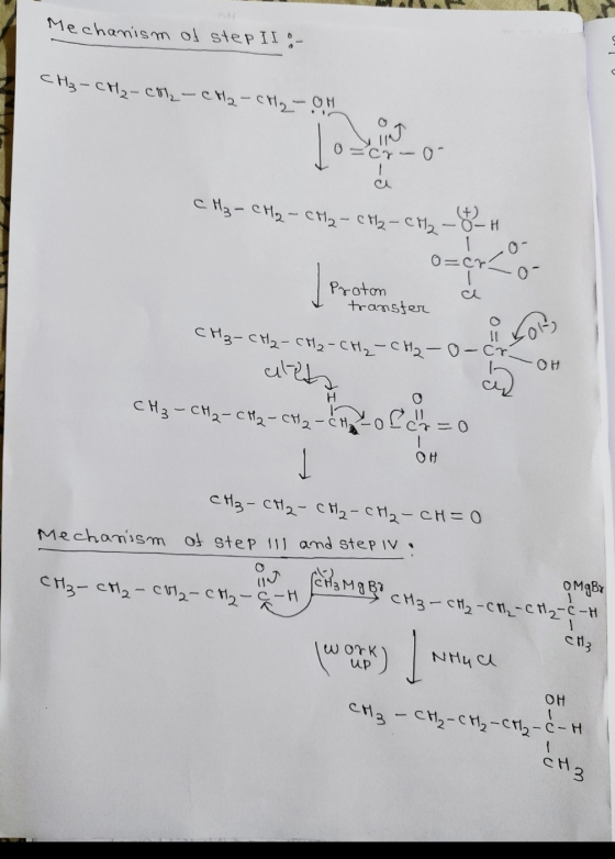 Mechanism of step II :- с CH3 - сH,- сті, — сна - сті, - он ОТ Ст — о- с. с На – ең, - сні, - сті, — сті, -8-н 0= cr7 | Р то-