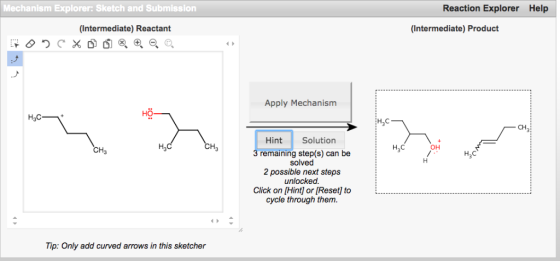 Mechanism Explorer: Sketch and Submission Reaction Explorer Help (Intermediate) Reactant (Intermediate) Product Apply Mechani
