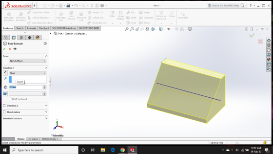BS SOLIDWORKS OD9-9-9 -O EO - Part1 * Search SOLIDWORKS Help Q- ?- - O X s me Reference Curves Extruded Wizard Extruded Revol