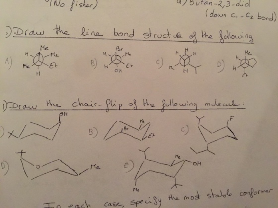 No isha) (down Ci - Ci bond) the Bell l raw the inbond sructe Me Er 애 Ht Draw tha chaic- P Me 0 each case, Spec. Sy me mod stable conformer