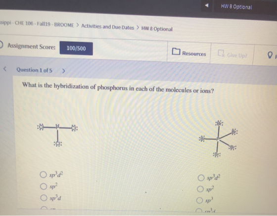 HW 8 Optional ppi - CHE 106 - Fall19 - BROOME > Activities and Due Dates > HW 8 Optional Assignment Score: 100/500 Resources