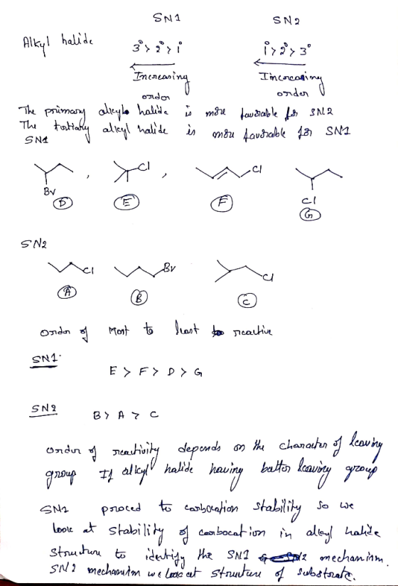 SNI SN2 Alkyl hallide 3 x 2 x i i, 2 y 30 onda The primary The tertiary SNA Increasing Increasing order o alicylo halide is m
