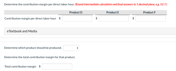 Determine the contribution margin per direct labor hour. (Round intermediate calculation and final answers to 1 decimal place
