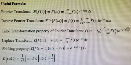Useful Formula: Fourier Transform: F[f(t)] = F(w) sof(t)e-jw dt Inverse Fourier Transform: F-1[F(w)] = f (t) = 24., F(w)ejwid