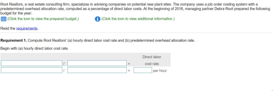 Root Realtors, a real estate consulting firm, specializes in advising companies on potential new plant sites. The company use