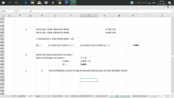 ? v . 1 05:58 ENG 17-02-2020 25 X U435 O P Q R S T U V W 416 417 418 419 420 421 YIELD ON 2 YEAR TREASURY BOND YIELD ON 1 YEA