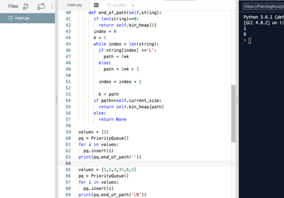 saved main.py http://PiercingMusty Files def end_of_path(self, string): if len(string)0: return self.bin_heap [1] 40 Python 3
