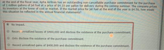 At the end of the fiscal year, Apha Airlines has an outstanding non-cancellable purchase commitment for the purchase of 1 mil