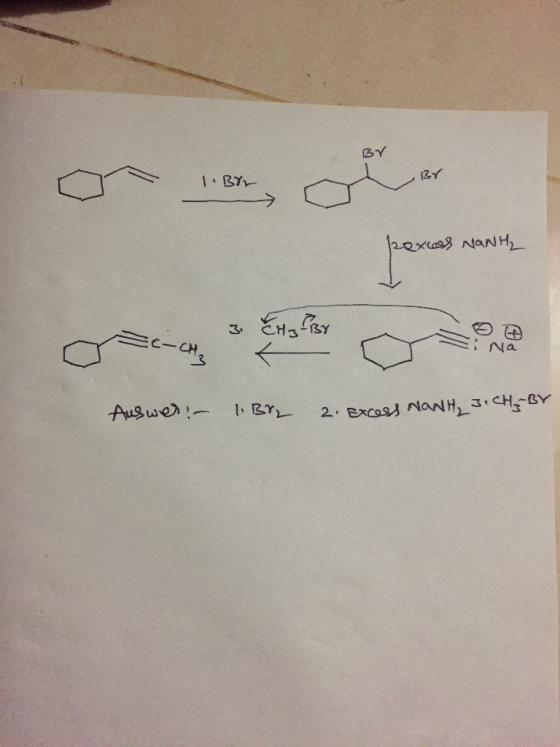 By 1.BIL kexcess NONH₂ TA Na Auswer: - 1. Br. 2. Excess NONH₂ 3. CH₂ BY