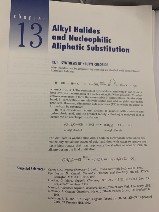 chapter Alkyl Halides and Nucleophilic Aliphatic Substitution 13.1 SYNTHESIS OF BUTYL CHLORIDE Alkyl halides can be prepared