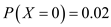 P(X = 0) = 0.02