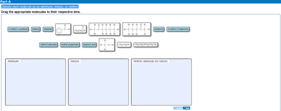 Classify each molecule as an aldehyde, ketone, or