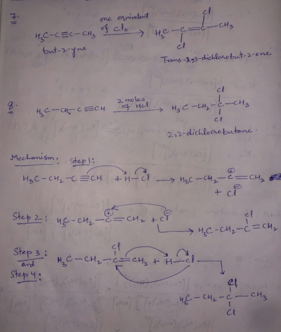 ne ernivalnt CHS C-c H,C-CEC-CH but-2 Trans-93-dichlonobut-2-ene (X0 cl 2moles Hel H2-CHCCH H3 CCH--CH3 2,2-dichlocrotbutane