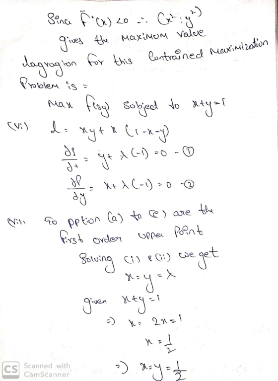 Since F(x) 2o Conig gives the maximum value lagragion for this contrained maximization Problem is = - Max Fesys subject to a