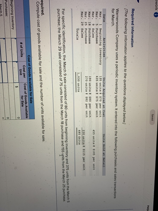 ework i Saved Help Required information (The following information applies to the questions displayed below.) Warnerwoods Com