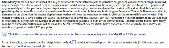 Image for Stan Moneymaker has been informed of a major automobile manufacturer?s plan to conserve on gasoline consumptio