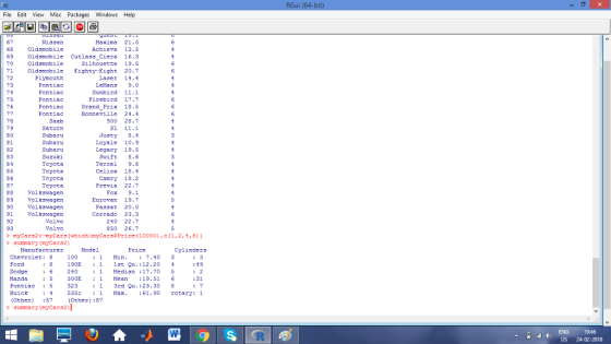 File Edit View Misc Packages Windows Help 67 68 Maxima 21.5 Achieva 13.5 Oldsmobilc Cutlass Ciera 16.3 Silhouctte 19.5 71 Old