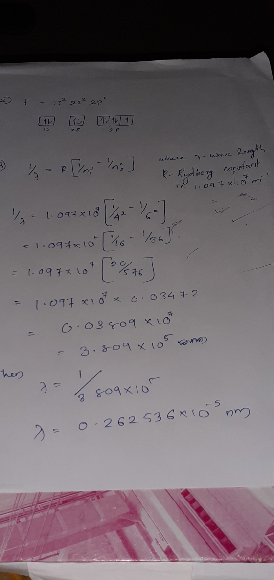 f - is? 252 2p5 IL IS (11 (1211/ 1 25 2p where 2- Wave % -m ] length R- Rydberg constant rer 1.097 x 10 m 19 = 1.094x10272-