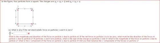 In the figure, four particles form a square. The c