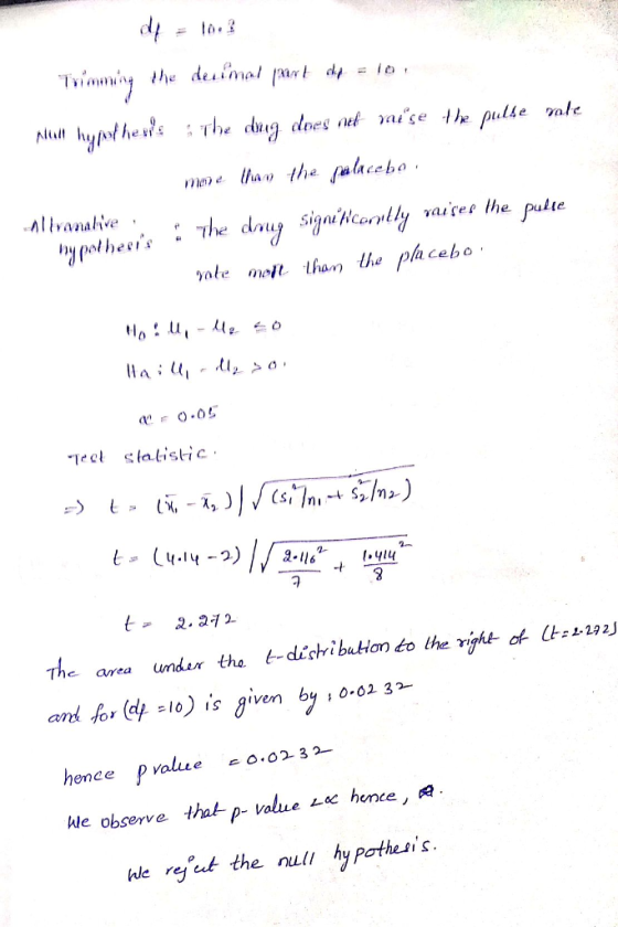 bu polheers - ate tha th ph cebo Te latistic Th e area undan tha -dichibuton to the right of Ltz192J emde le observe that p- value honee, a le rejut the nul hy pothesis