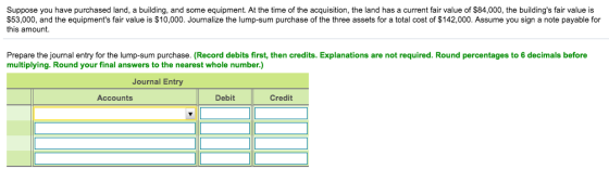 Suppose you have purchased land, a building, and some equipment. At the time of the acquisition, the land has a current fair