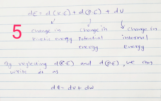 dE= d (k. Et d P E) + du Change in Kivetic energy Change in potential energy Change in internal energy By reglecting write it