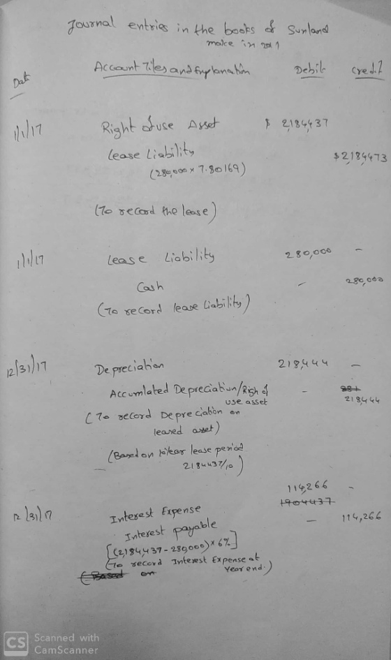 Journal entries in the books of Sunland make in 2012 Account Tiles and suplanation Debit credit Date 117 $ 2184437 Right adus