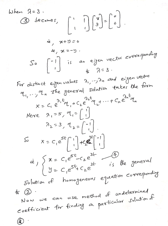 [i][b]-[: il aty zo vector corresponding is an [ . to vecters t ces Czest y=c, este When a=30 ③ becomes, il, x=-4 So eigen a=