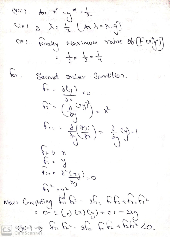 - و مد (1) د د د (۹) - 1=CAN = N (*) finally maximum value of (f enige for second order Condition. I ه = ه و -6 - : )= - ( که
