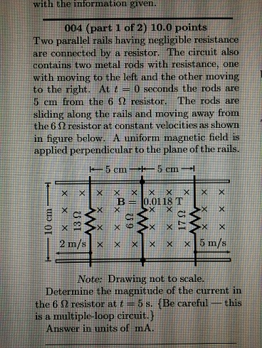 Two parallel rails having negligible resistance ar