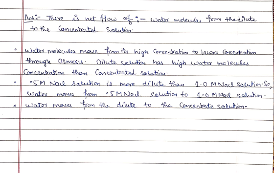 from the dilute Ans. There is net How of :- water molecules I to the concentrated Solution Water molecules move from its high