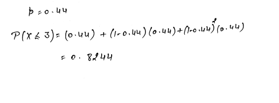 þco.44 P(x + 3)- (0.44) + (1-0.44) (0.44)+(1-0.44560.44) FO. 8244
