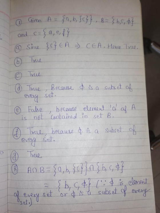 ) Ctiven is not Containad in set B. ④o.bul belautetis a subset Ovay sel subset-cy-ever set)