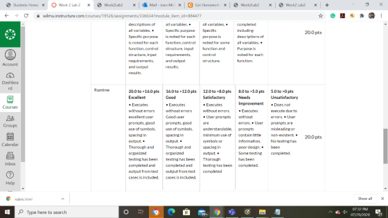 structure, input Week2Lab2 х Week2 Lab2 x + X * *** 20.0 pts Sludents Home X Week 2 Lab 2 Week2Lab2 X Mail - Jean-Micl * | Ge