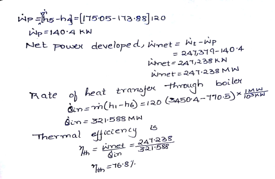 wpMoha=(17505-173-88]120 wp=140:4 KW Net power developed, linet = hit-wp = 247,379-140:4 Kinet- 247,238 KW winet =2471238 MW