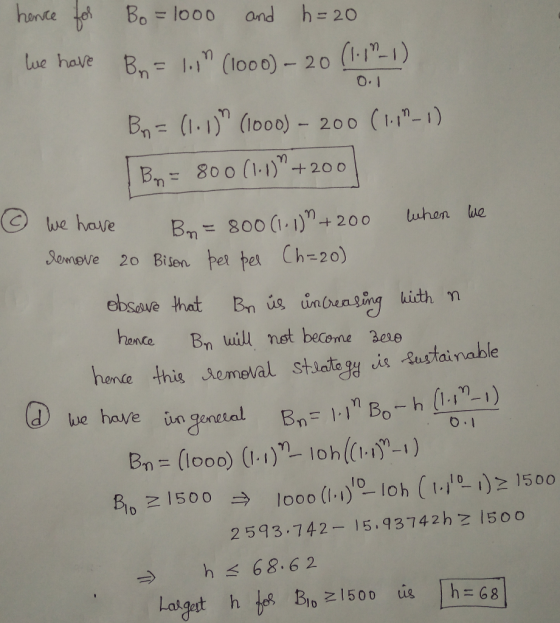 OO and 20 علم hance for Bo=1000 and h= 20 we have Br = ln (1000) – 20 (1-1) Br = (1.1) (1000) – 200 (1-1) Bm= 800 (1-1)+20