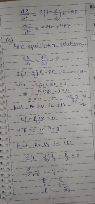 Bo with 72-RE 24UR 10 for equilibrium solutions - 264-B)R-REZE-43- d -25TURE=0 L- F4R-2)=0 fzoon 4R-250 L-kut. E sain (1) 1 -
