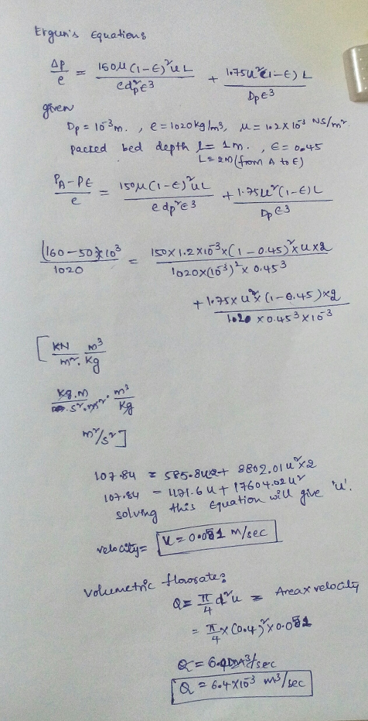 Erguns equo-tions pactnd bed depth 1 Am. 05 h-pe_ igu(I-e)we t l.751en.LE)し 1o20 1020x(1 ธ์3/s 0,453 h, K tチ604.o2 uy 104.gy