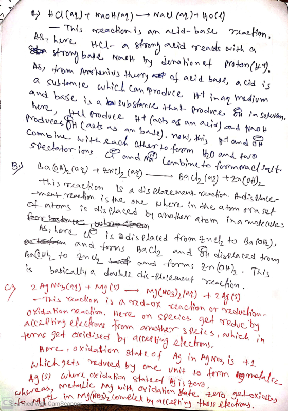 Nad (92)+ hores A) Halland of Nao H/a2) reaction, - This reaction is an neid-base Sy here Hel a strong alid reacts with a s s