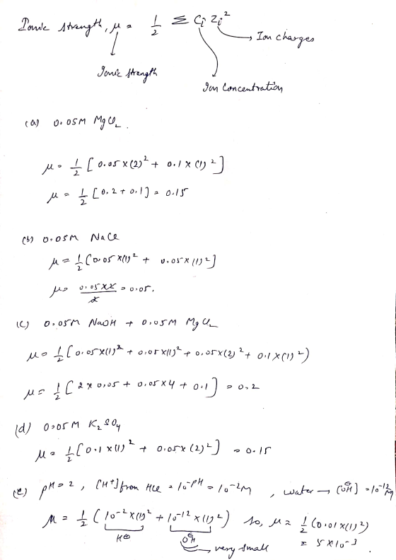 Tank strength, Ma Į E Ç 28² - Ion charges 1 Jenie strength ? gen Concentration cal 0.05m Mg Q. Mo į [ 0.05x(33+ 0.1% CI) 2] u
