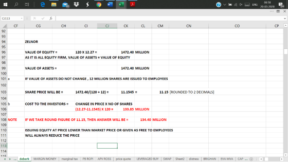 W @ v 1* : ENG 06:38 20-03-2070 - 24 X - fix 01113 - CF X CG CH a a CK CL CM CN co CP a ZELNOR VALUE OF EQUITY = 120 X 12.27