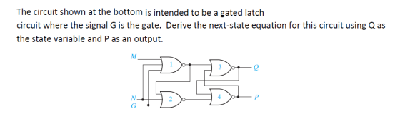 Image for The circuit shown at the bottom is intended to be a gated latch circuit where the signal G is the gate. Derive