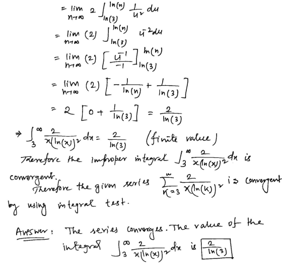 Joncos In(n) tur du ท10 = lim a in (3) in(n) lim (2) in (3) ü 2du ni lim hyoo 2 = lim (2) tim (2) [w-moto (2) [-them theos]