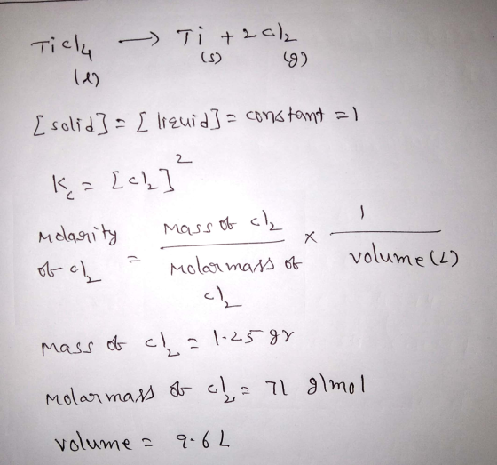 TI44 Tichy - Ti +20h (s) (9) le? [solid} = { liquid} = constant = 1 2 k = [_!] Molarity mass of al of of Molar mass of l = x