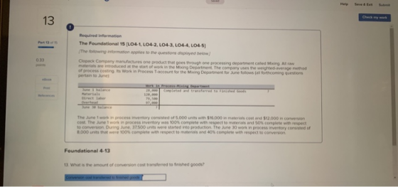 PO Required information The Foundational 15 [L04-1, LO4-2, L04-3, L04-4, LO4-5) The following information applies to the ques