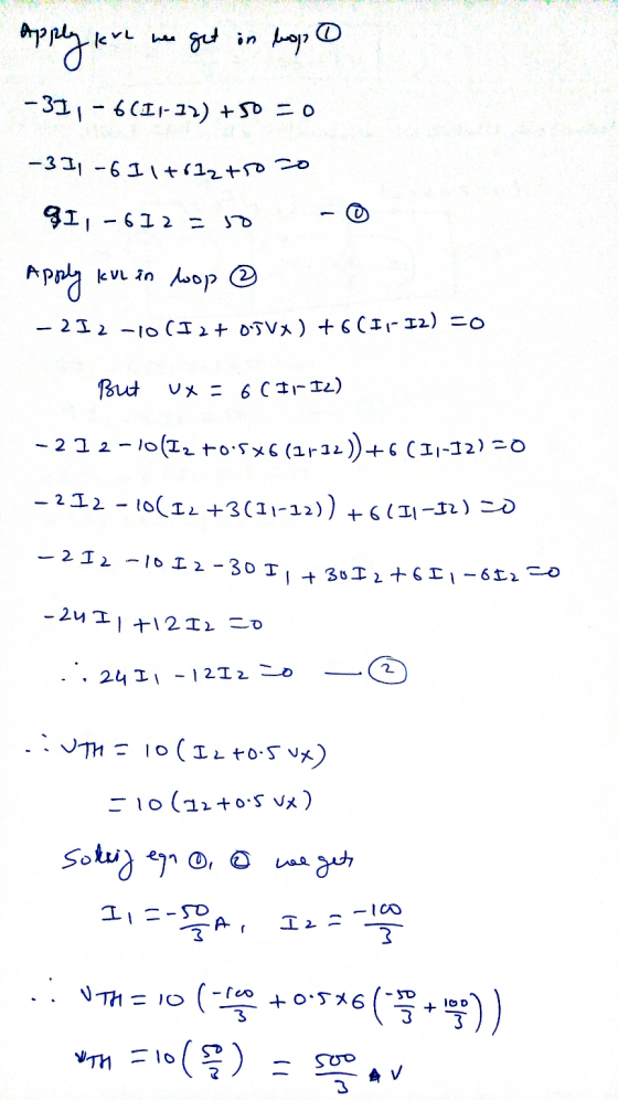 apply are KrL hee get in hop 0 -311-6(11-32) +50 = 0 - 3 11 -6 Il +612+50? 911-612 = - 10 Apply Kul in loop @ - 2 I 2 -10 (I2
