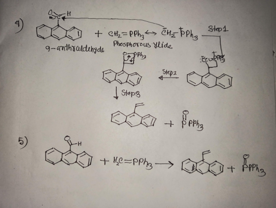 Steps a + CH2 = PPh <> CHz Pha g-anthraldehyde Phosphorous Ylide 3 t Steps ca + Pepe 1 o term> odot Porn