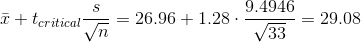·24336 9.4946 = 29.08 +tcriticalyM = 26.96 + 1.28 Vn