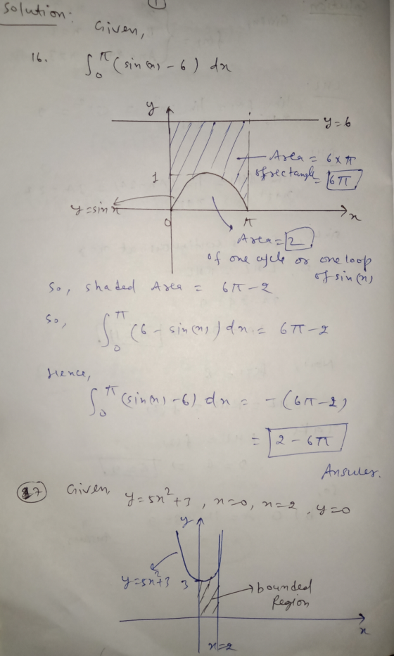solution: Given, 16. Sit (sin ang-6) da - y=6 Area = 6X* of rectangle 167 yasin an Areaal ! I of one cycle of one loop Area =