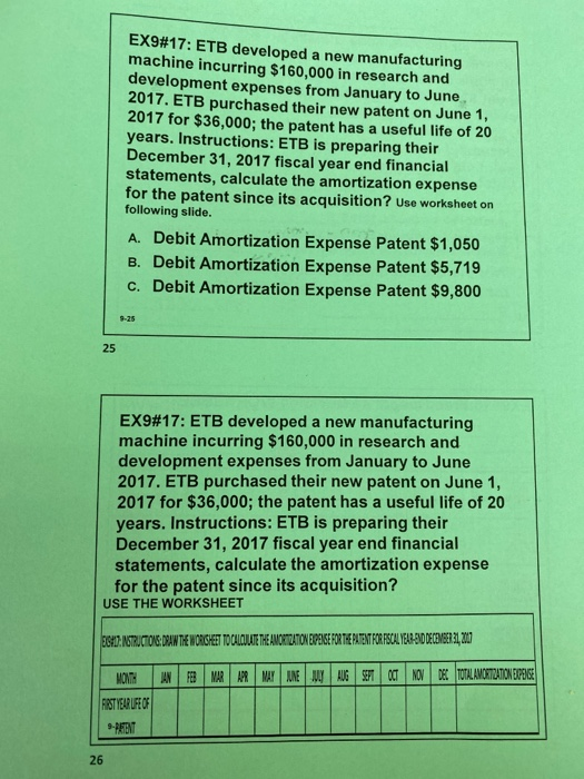 EX9#17: ETB developed a new manufacturing machine incurring $160,000 in research and development expenses from January to Jun